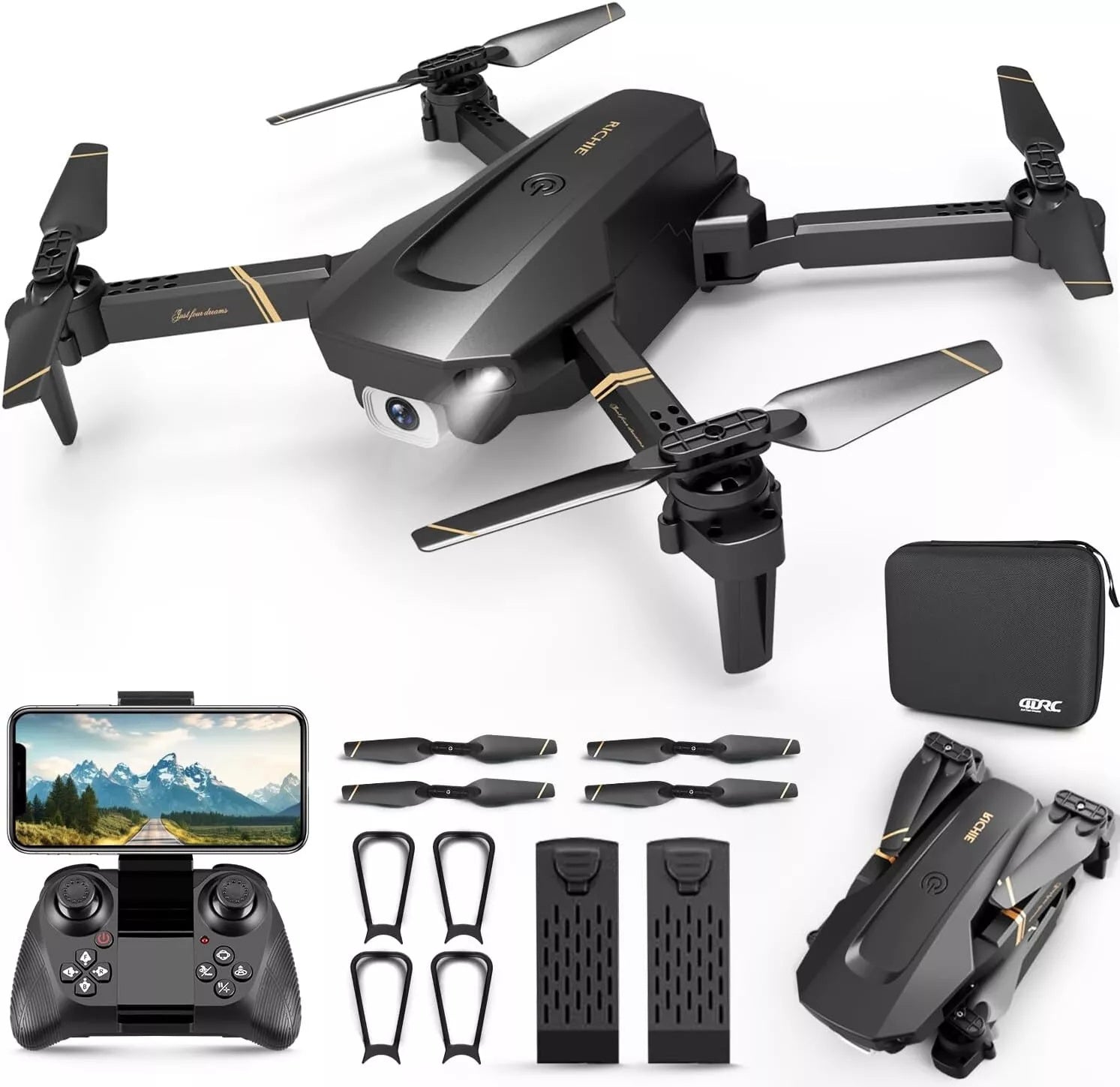 V4 Foldable RC Quadcopter Drone Kit for All Ages | 4K/1080P Camera | 3 Batteries | Extended Flight