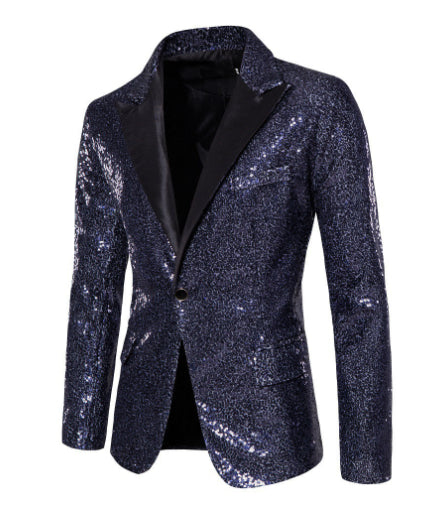 Men Banquet Stage Costume Bar Sequin Suit