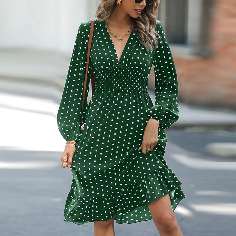 Women Polka Dot Long Sleeve Dress