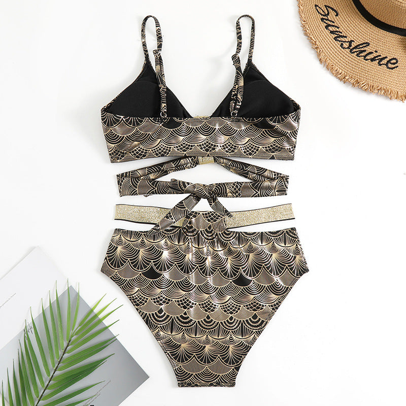 Women's Bronzing High Waist Split Bikini