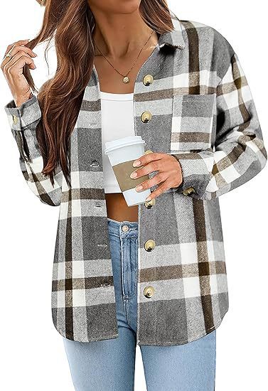 Women's Brushed Woolen Jacket Plaid