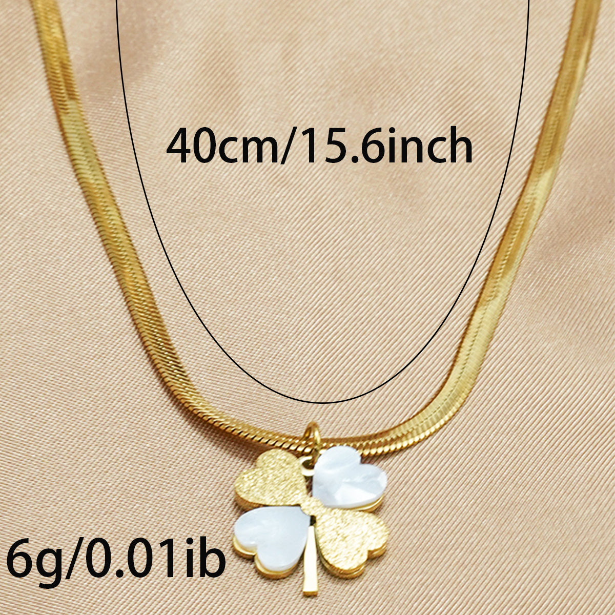 18K Gold Plated Double Luck Necklace  Four Leaf Clover Charm Hypoallergenic Jewelry