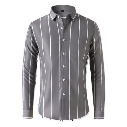 Striped Men's Fashion Long Sleeve Handsome Casual Shirt