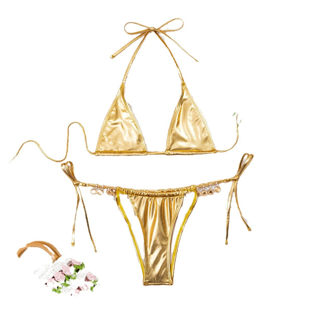 Bikini Swimsuit Solid Color Bronzing
