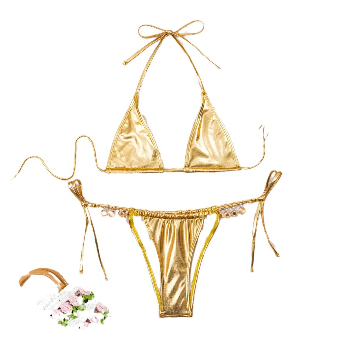 Bikini Swimsuit Solid Color Bronzing