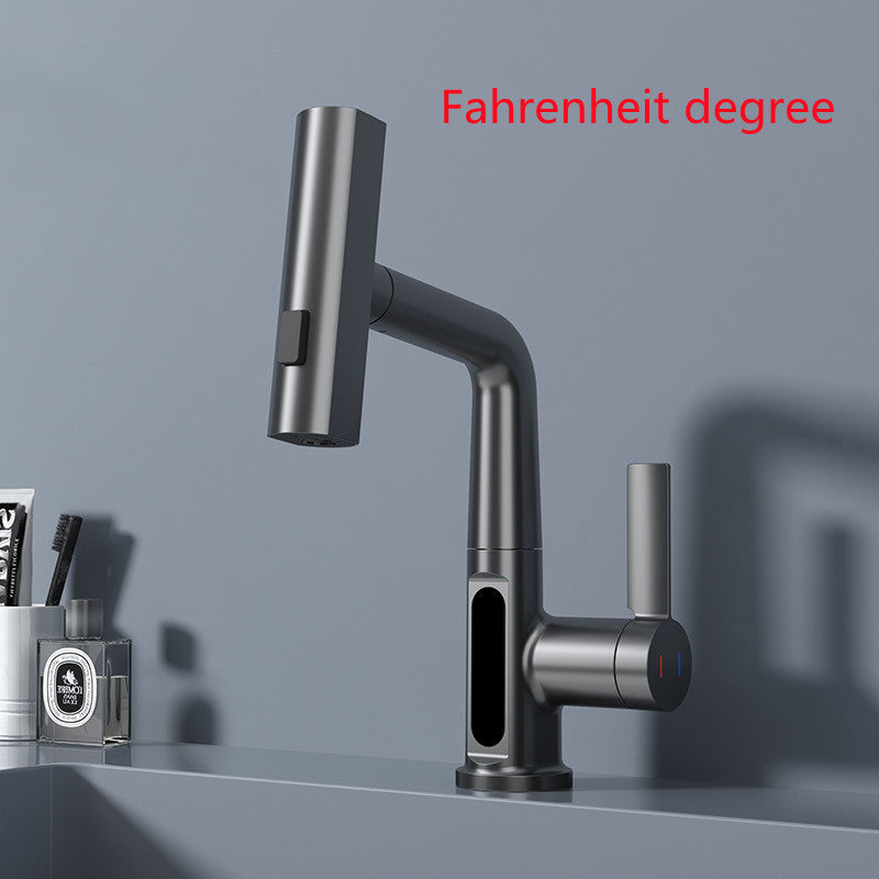 Intelligent Digital Display Faucet Pull-out Basin Faucet Temperature Digital Display Rotation