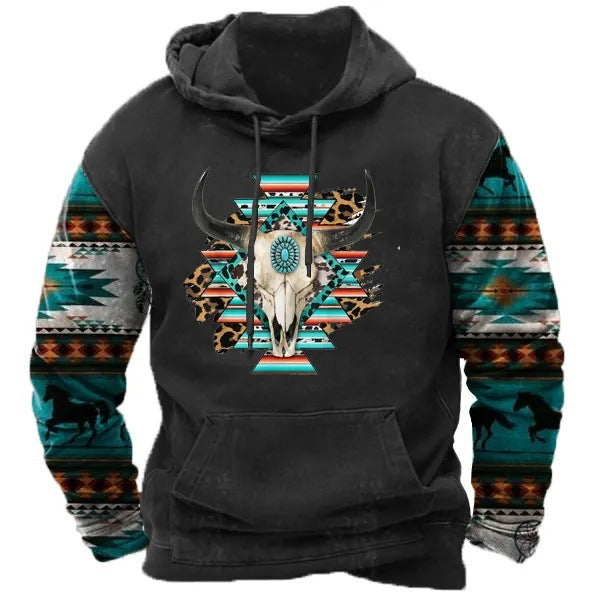 3D Printed Animal Graffiti Loose Hooded Sweater