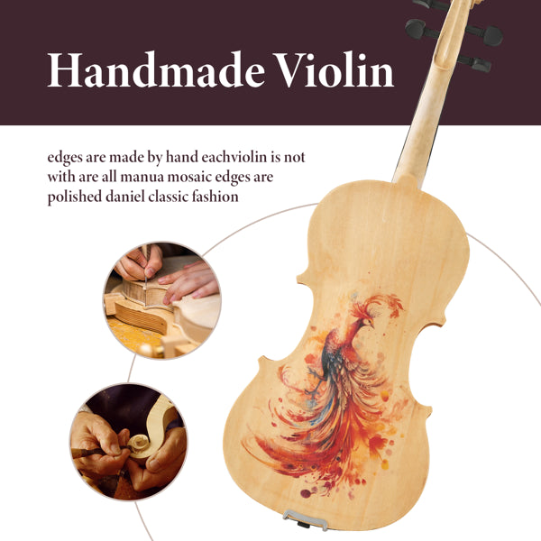 Professional 4/4 Full-Size Violin - Premium Sound, Durable & Lightweight Design With Complete Accessories, Exquisite Handcrafted Finish, Ideal Unique Gift For Musicians