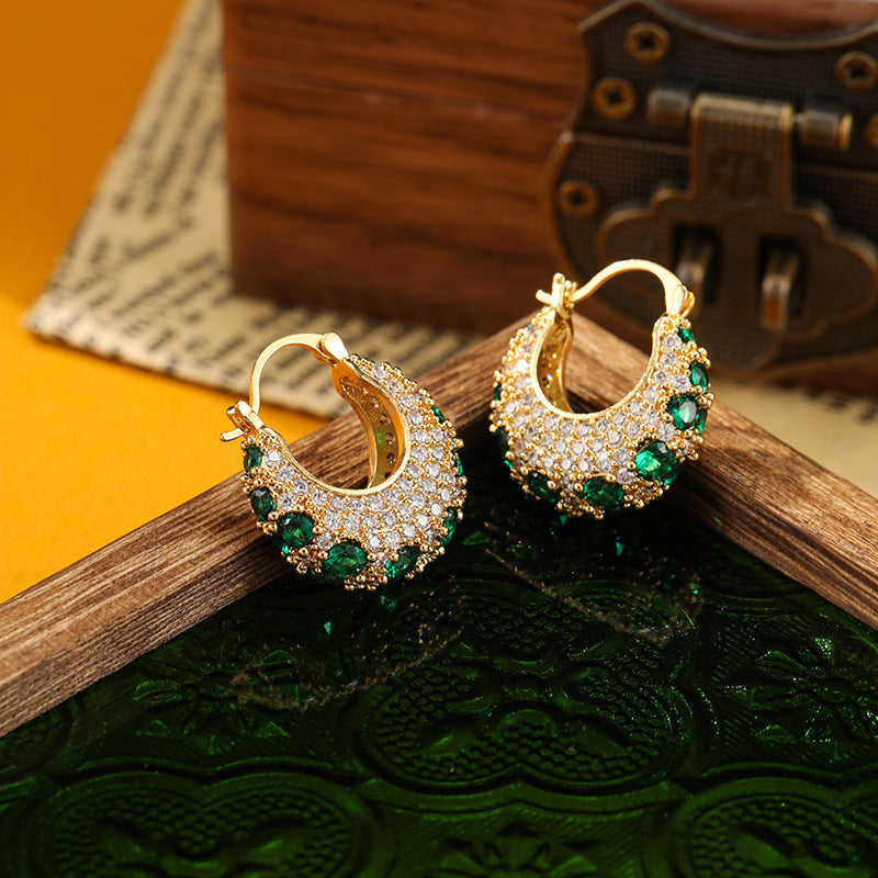 Women Fashion Micro-pave Zircon Hoop Earrings