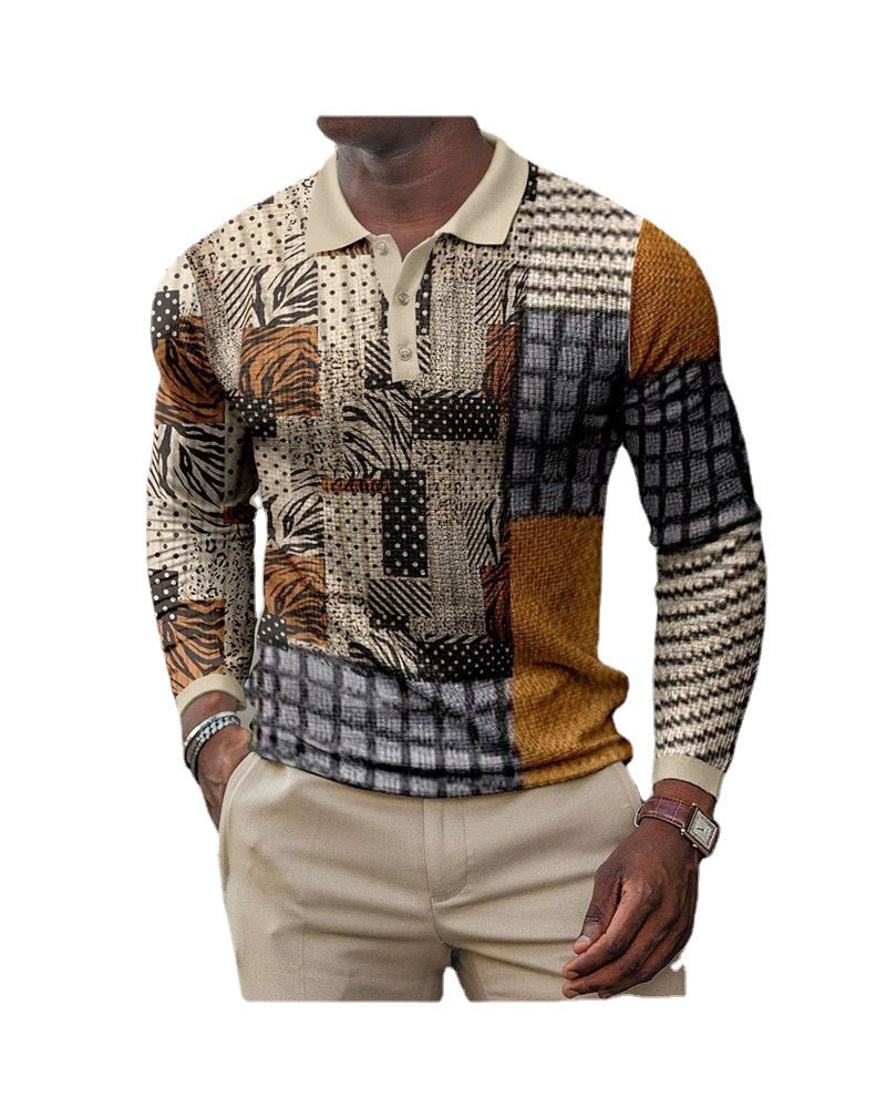 Men's Casual Long sleeve Polo Shirt