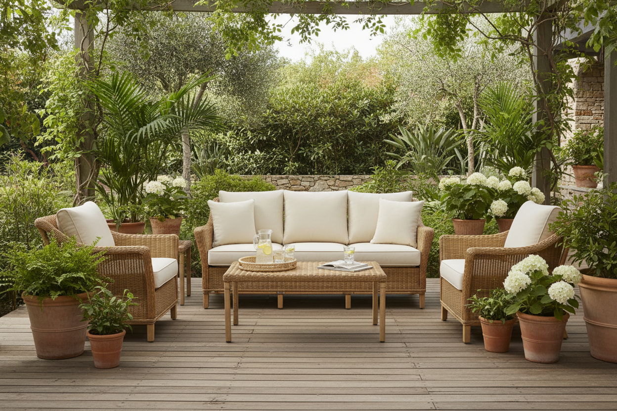 create a rattan outdoor set 