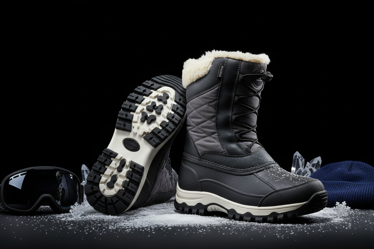 create snow boots for any winter occasion on a Black background