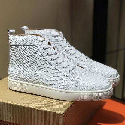 Stylish Men's Crocodile Pattern High Top Casual Shoes.