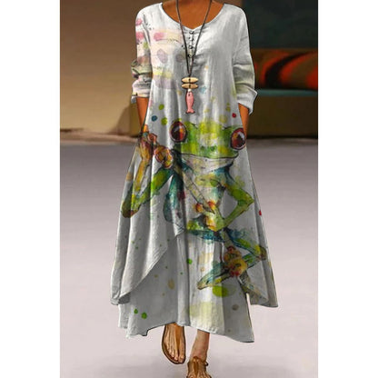 Fashion Printed Long Sleeve Dress Women