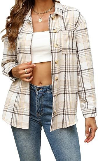 Women's Brushed Woolen Jacket Plaid