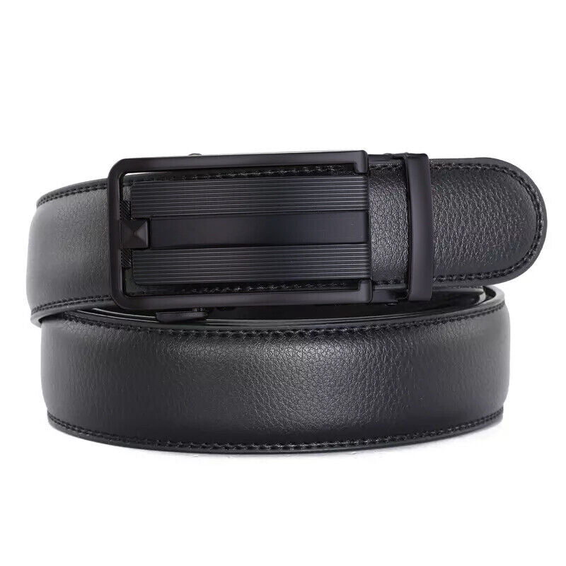 Men's Leather Ratchet Belt with Slide Buckle