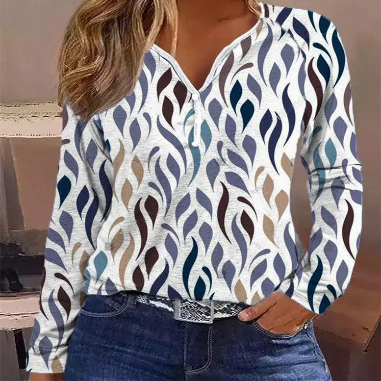 Casual Printed Long-sleeved T-shirt Top