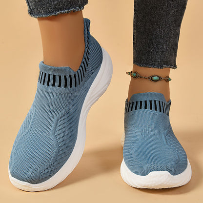 Women's Striped Slip-On Sneakers - Breathable & Comfortable