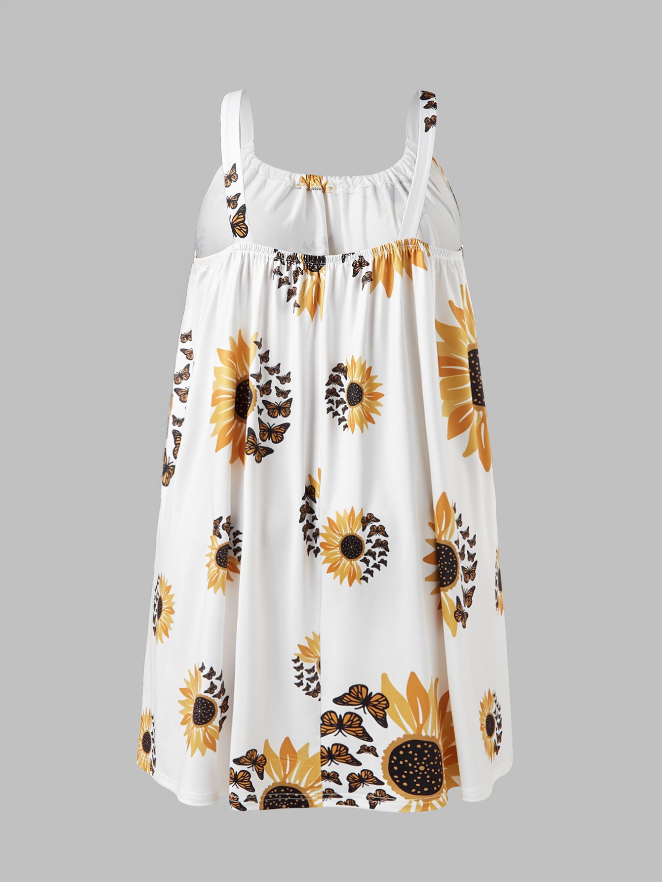 Plus Size Sleeveless Camisole Sunflower Printed Vest Elegant Wrap Women's Sexy Party Casual Loose Dresses