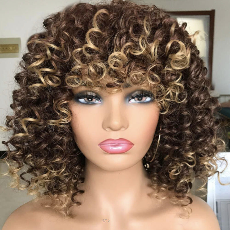 Curly Hair Explosion Head Chemical Fiber High Temperature Silk Wig Headgear