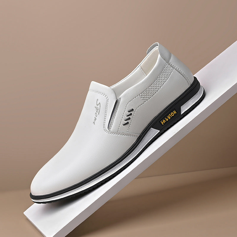 Men White Casual Slip-on Leather Shoes