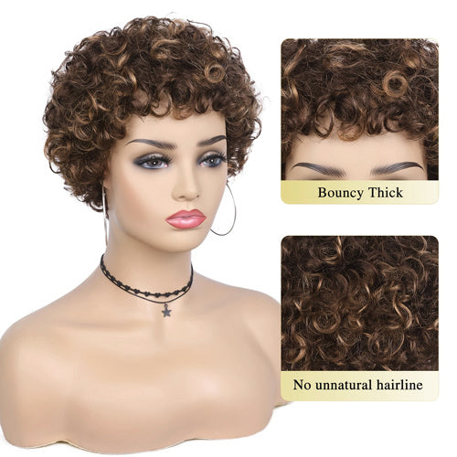 Short & Loose Curly Wig with Bangs