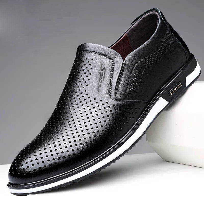 Men White Casual Slip-on Leather Shoes