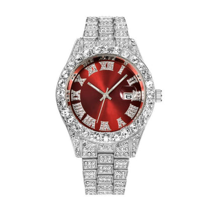 Men's Steel Belt Roman Scale Diamond Quartz Watch