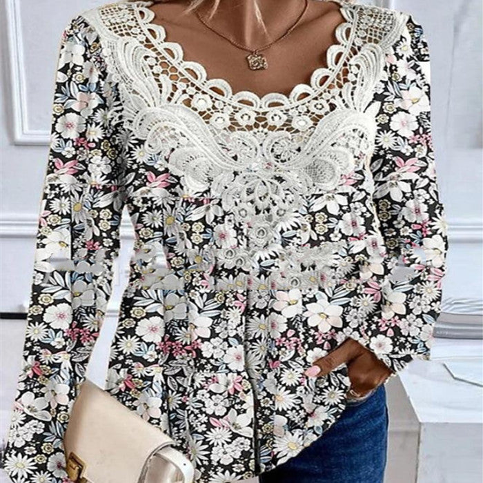 Women's Casual Round Neck Long Sleeve Pullover Print T-shirt