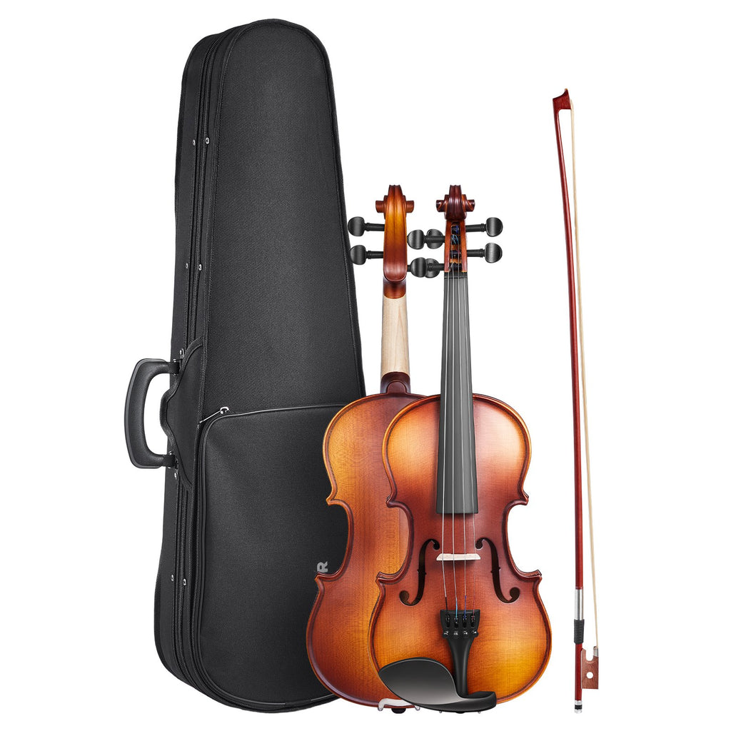 Violin 1/4 Size For Adults, Violin Fiddle Set For Beginners Student With Hard Case, Rosin, Bow, Shoulder Rest,Bridge,Tuner And Extra Strings,Solidwood Professional Musical Instruments (Brown)