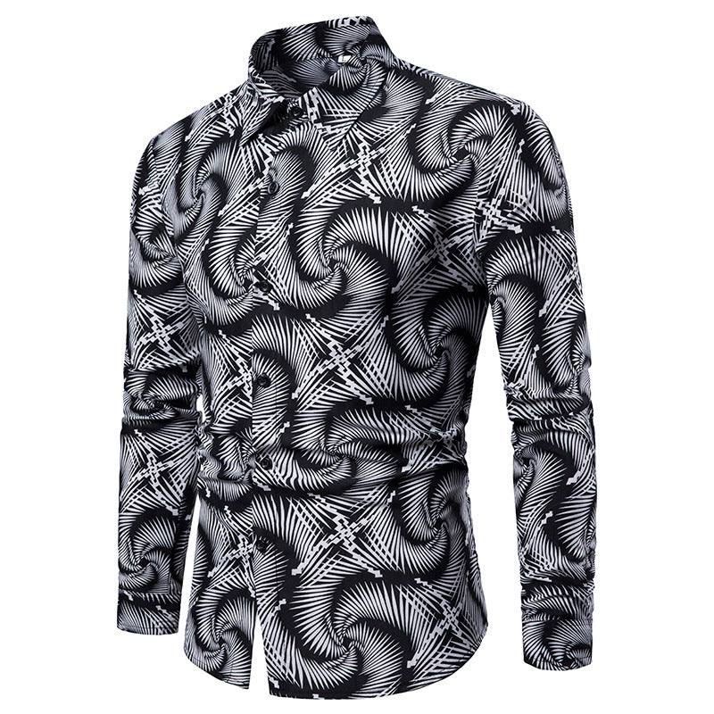 Men's Casual Printed  Long Sleeves Shirt