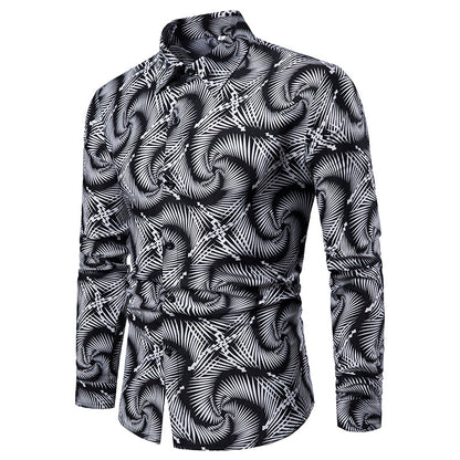 Men's Casual Printed  Long Sleeves Shirt