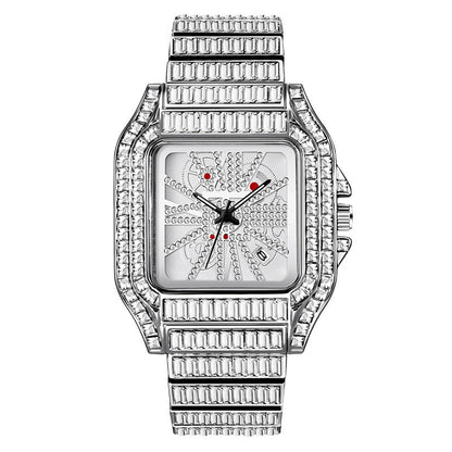 Hip Hop Full Diamond Large Dial Men's Quartz Watch