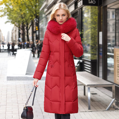 Warm and Elegant Women Long Coat with Thick Fur Collar