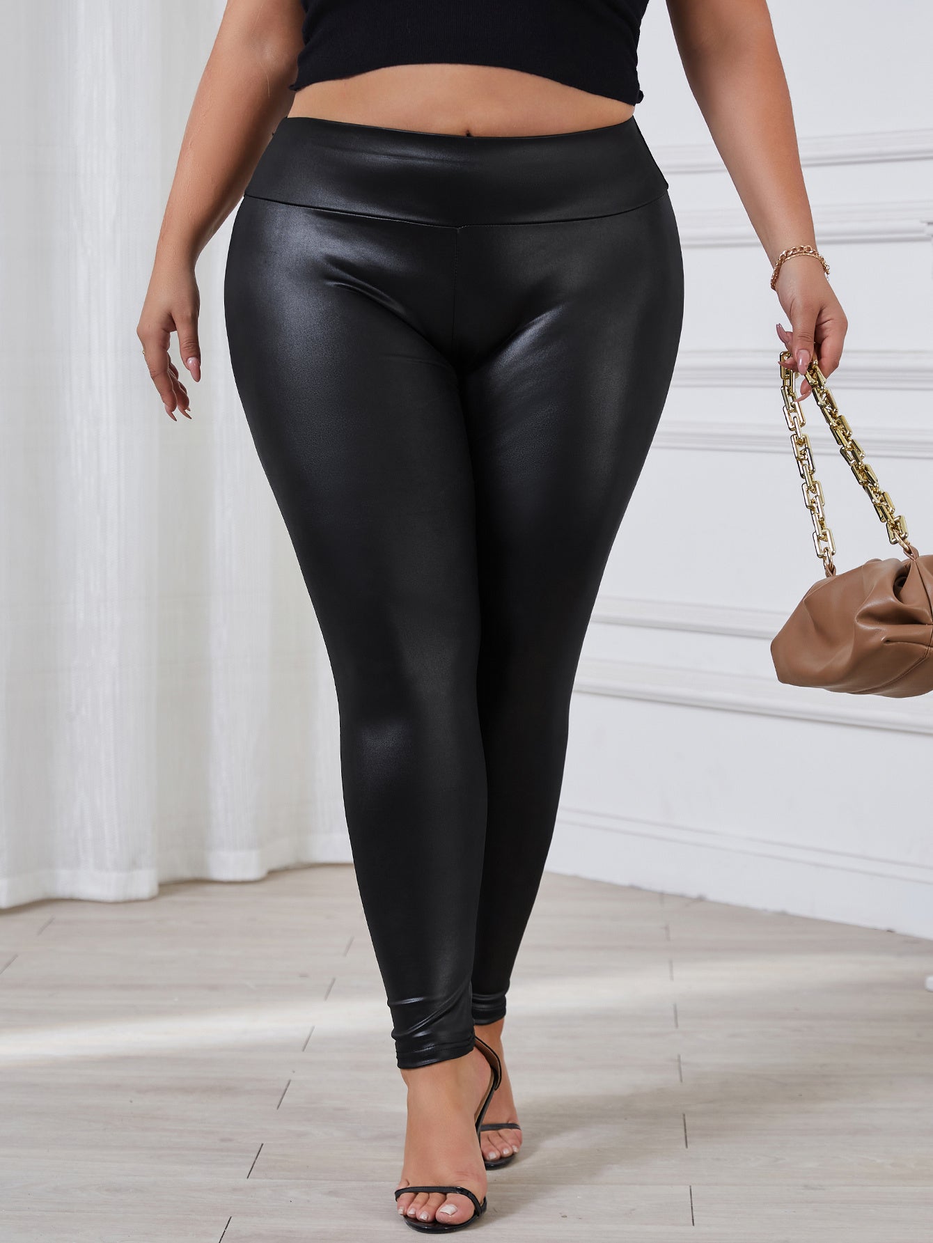 Plus Size High Waist Slimming Stretchy Leggings with Shapewear