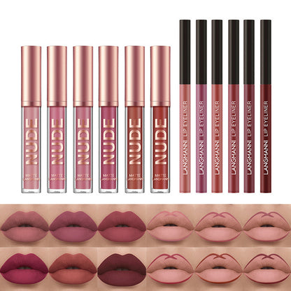 12-Piece Matte Lipstick & Liner Set (Waterproof & Long-Lasting)