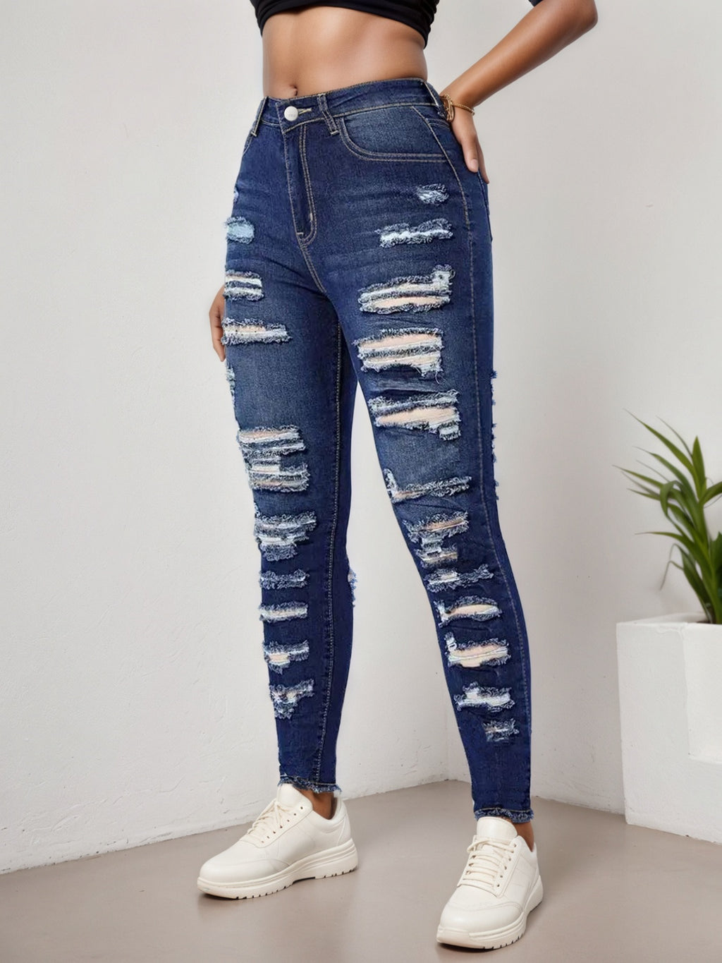 Women's Ripped High Stretch Slim Jeans