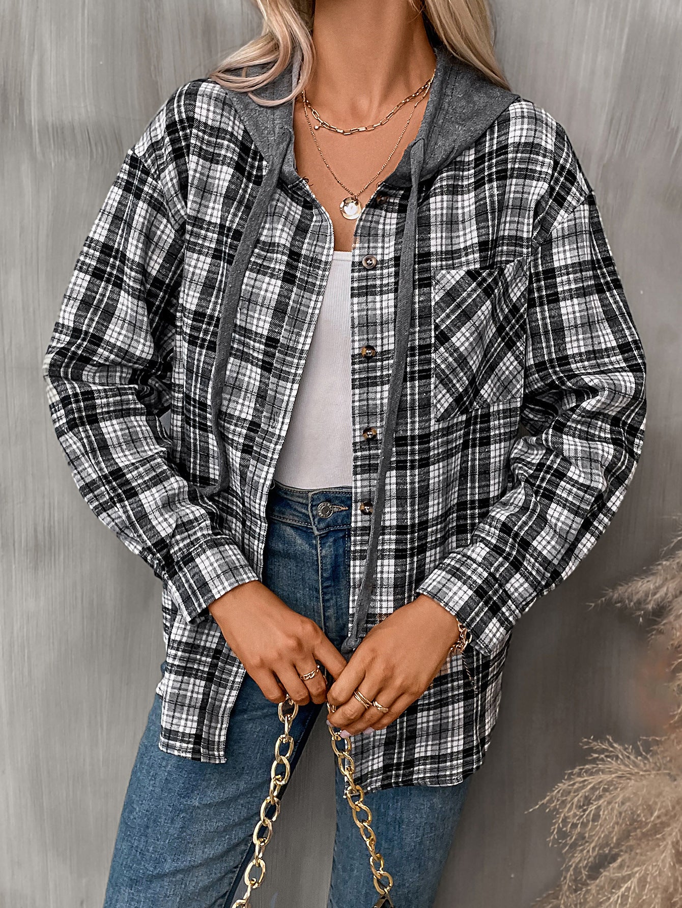 Women's Casual Fashion Loose Plaid Shirt