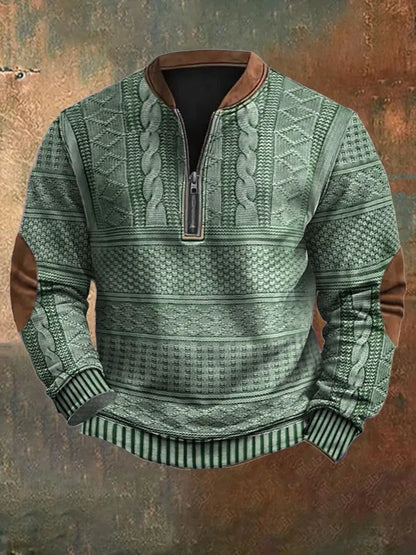 Autumn Winter Digital Printing Half Zipper Sweater For Men