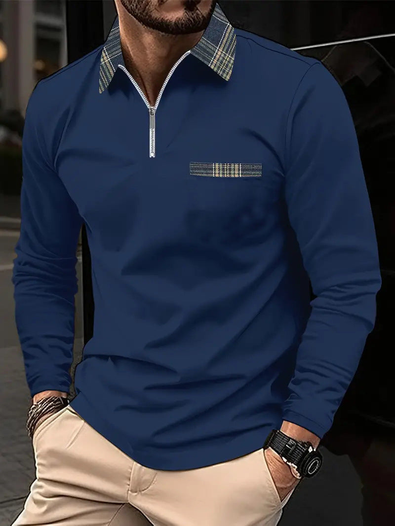 Men's Personalized 3d Digital Printing Long-sleeve Zipper Polo Shirt Top