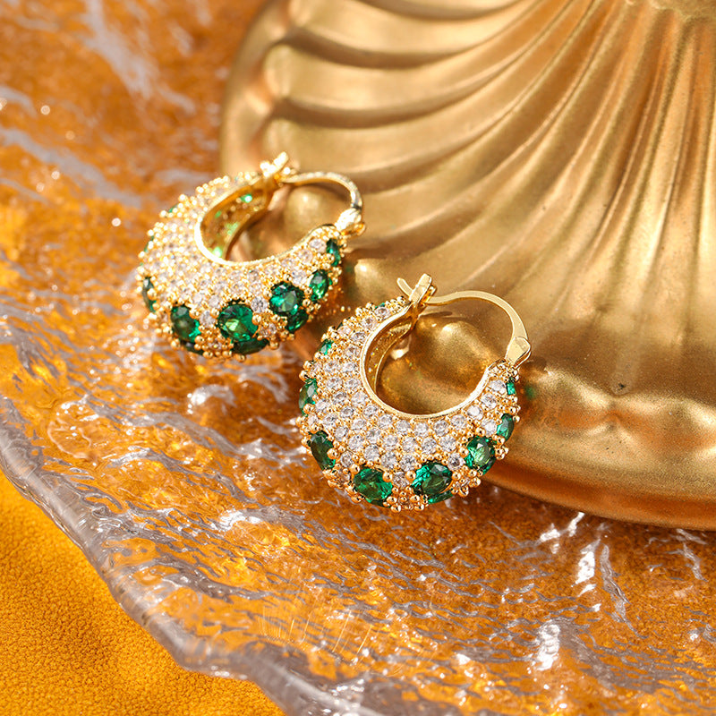 Women Fashion Micro-pave Zircon Hoop Earrings