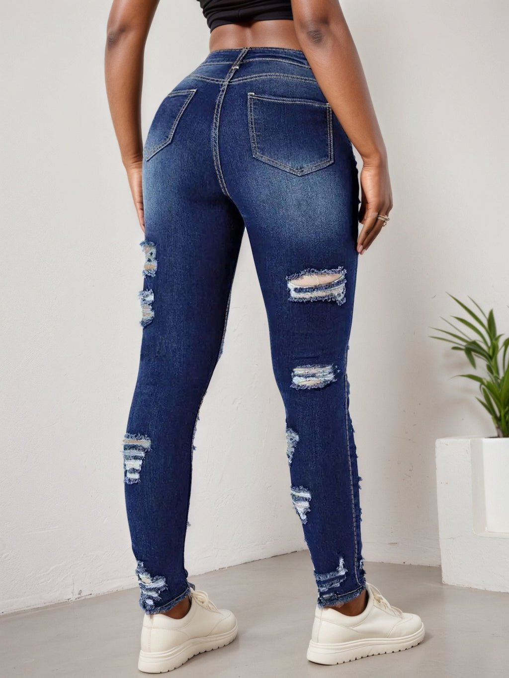 Women's Ripped High Stretch Slim Jeans