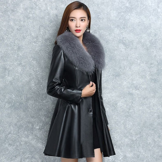 Women's Faux Fox Fur Collar Coat