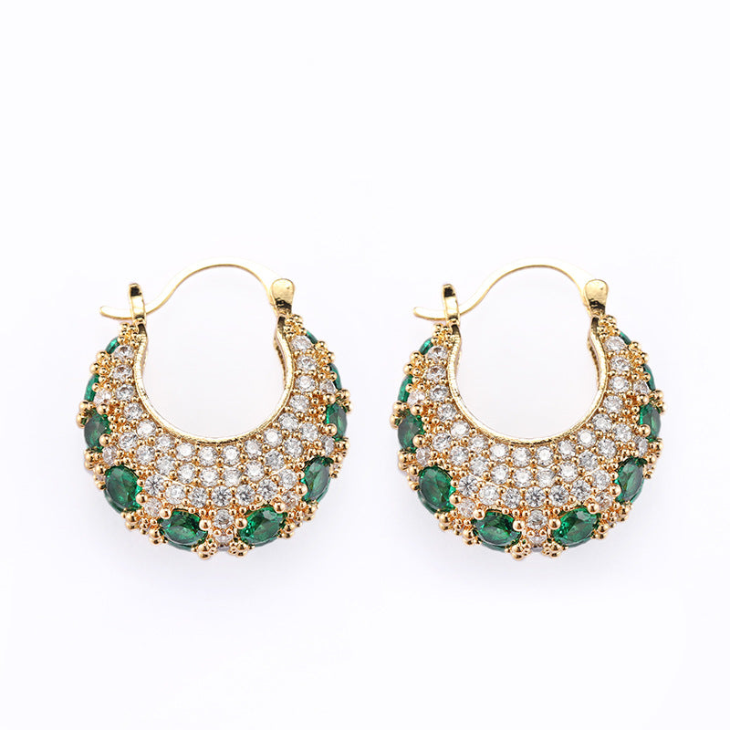 Women Fashion Micro-pave Zircon Hoop Earrings