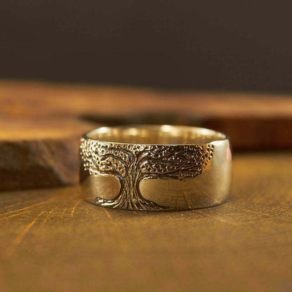 Anillo Simple Árbol De La Vida Grabado Vintage