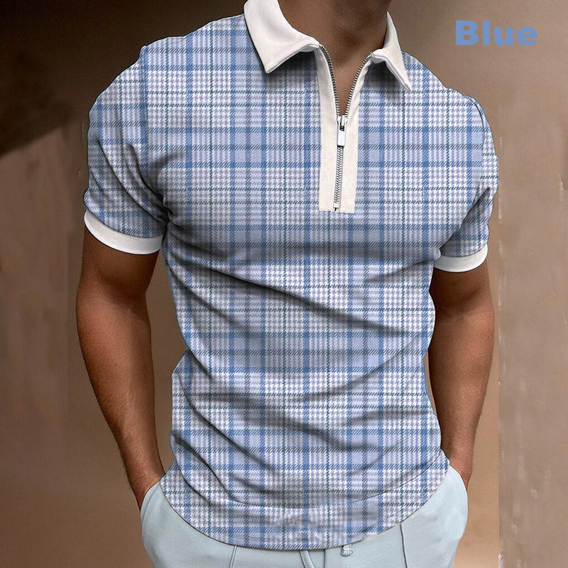 Hommes Polo T-Shirt Fermeture Éclair