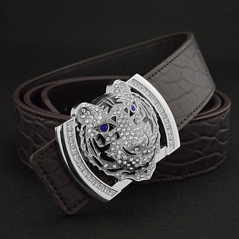 Ceinture en cuir polyvalente décontractée pour hommes de style tigre