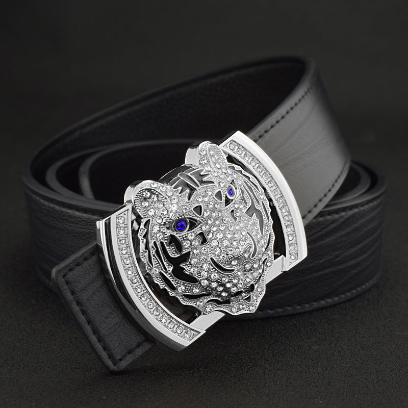 Ceinture en cuir polyvalente décontractée pour hommes de style tigre