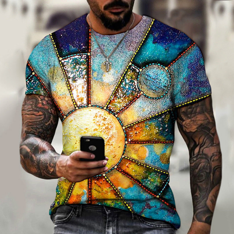 Fashion 3D Digital Printing Short Sleeve