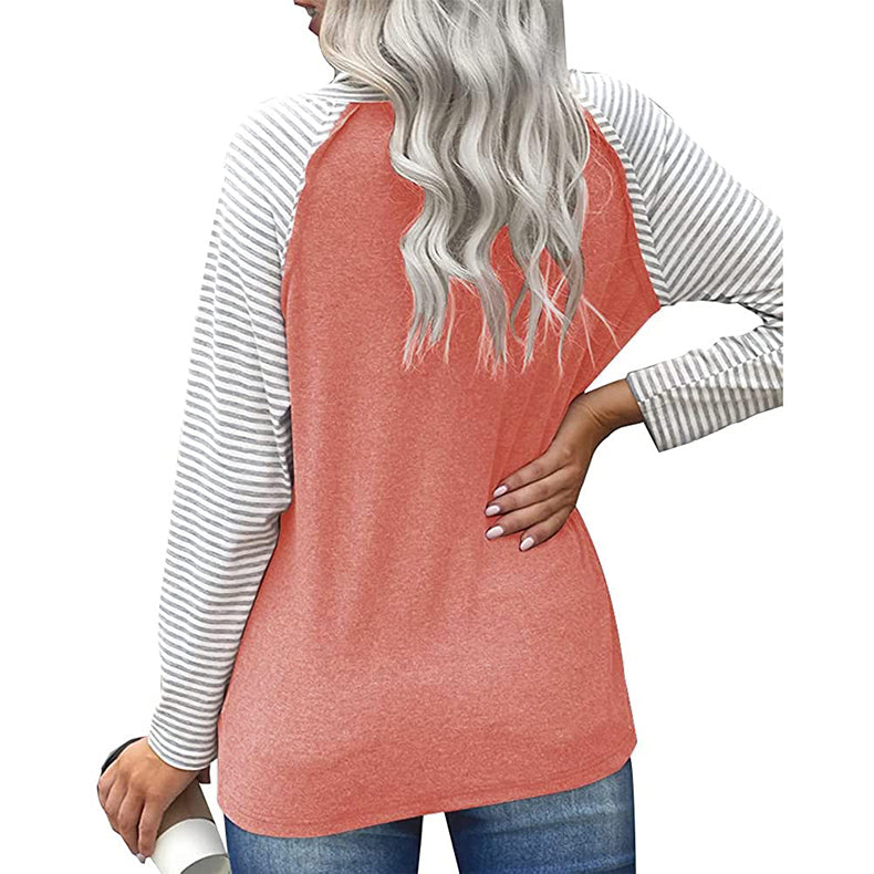 Camiseta de manga larga para mujer con cuello alto a rayas de moda superior